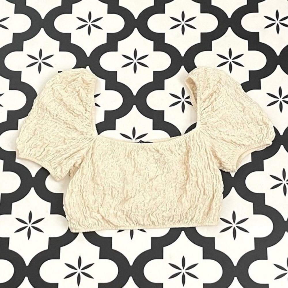 Zara Puff Sleeve Crop Top, Small, Like New